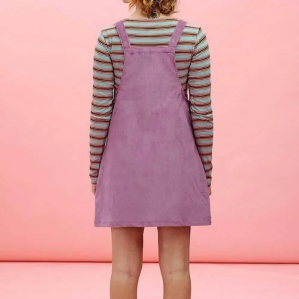 Lucy & Yak Mini Pini Corduroy Overall Pinafore Jumper Dress Medium Grape Purple - Picture 2 of 13